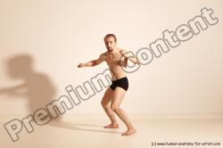 Underwear Martial art Man White Moving poses Slim Short Blond Dynamic poses Academic